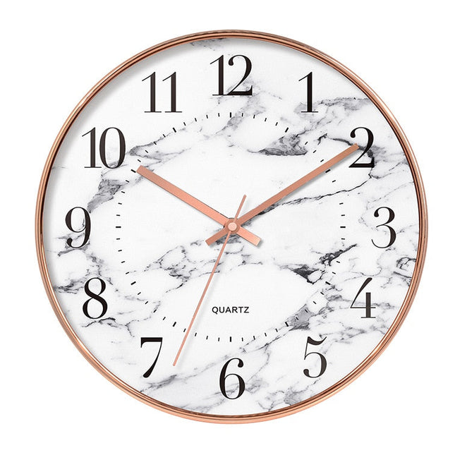 Reloj de pared efecto mármol cuarzo