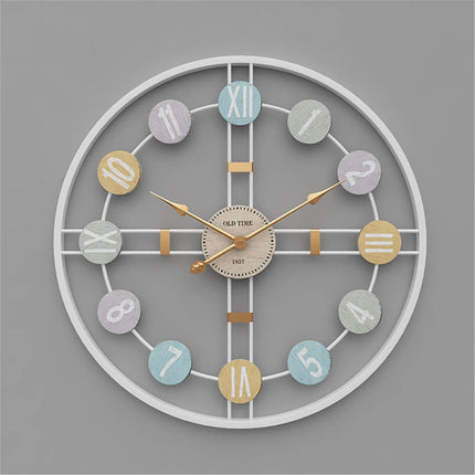 Reloj de pared industrial números coloridos