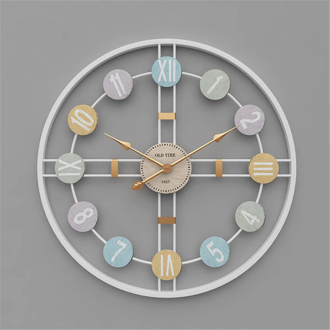 Reloj de pared industrial números coloridos