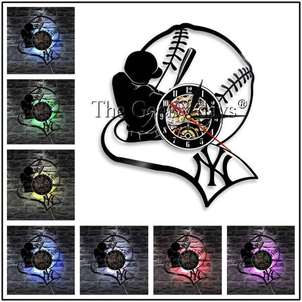 Reloj de pared de vinilo béisbol