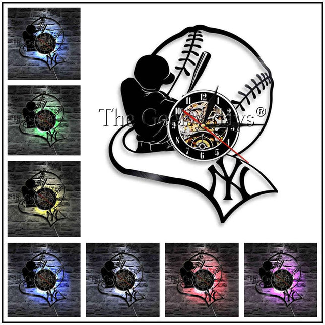 Reloj de pared de vinilo béisbol