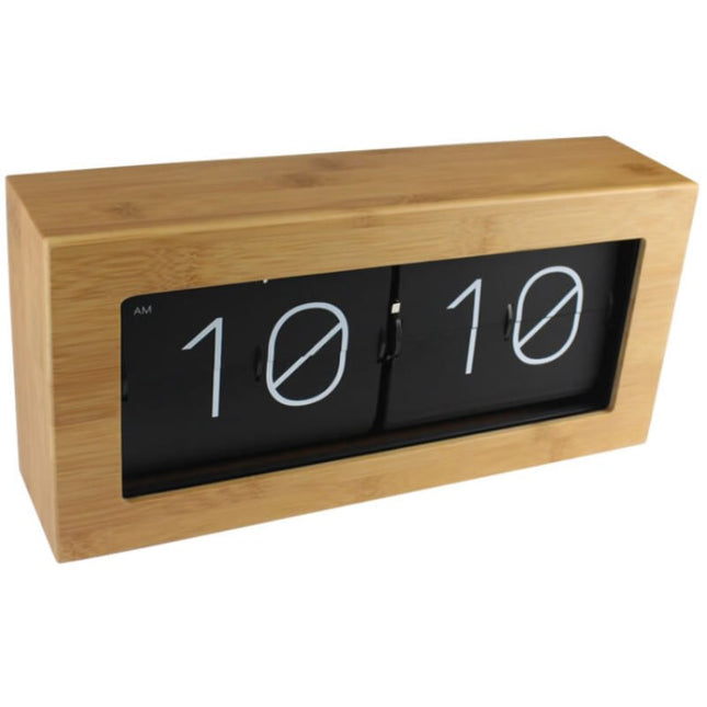 Reloj flip retro de madera