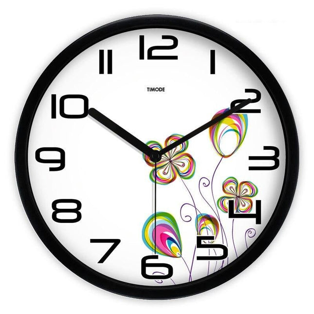 Reloj de pared redondo con flores