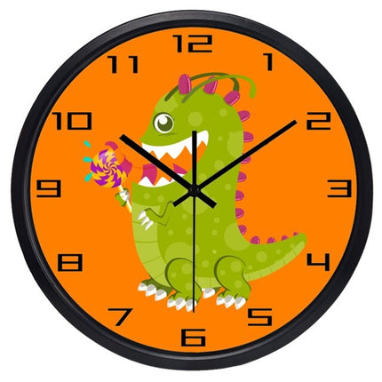 Reloj de pared infantil naranja dinosaurio