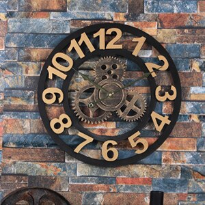 Reloj de pared industrial clásico engranajes