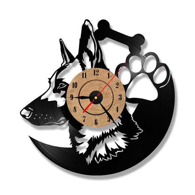 Reloj de vinilo perro pastor alemán