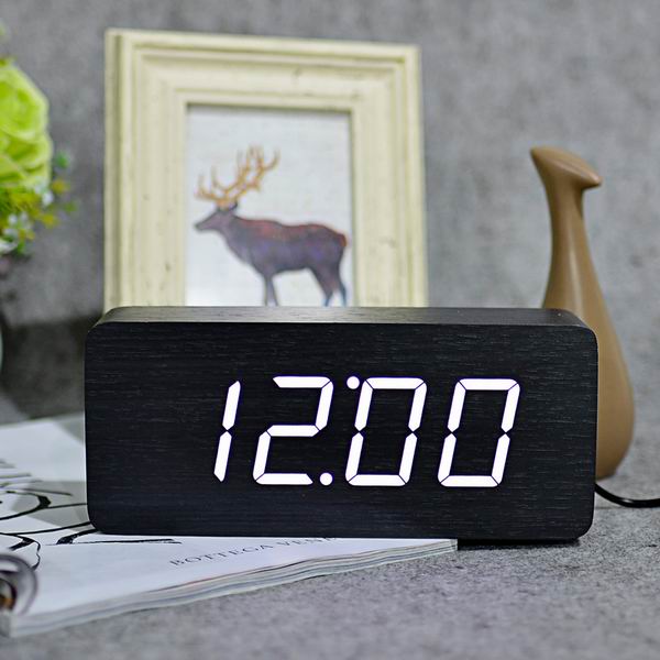 Despertador Digital LED Efecto Madera