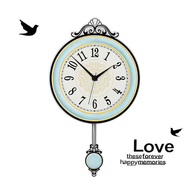 Reloj de péndulo moderno pared azul