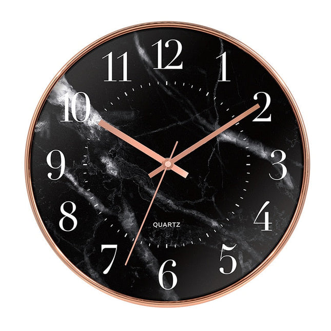 Reloj de pared efecto mármol cuarzo