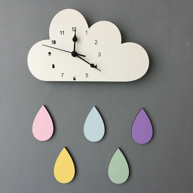 Reloj de pared nube gotas colores
