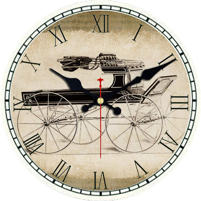 Reloj de pared vintage con carruaje