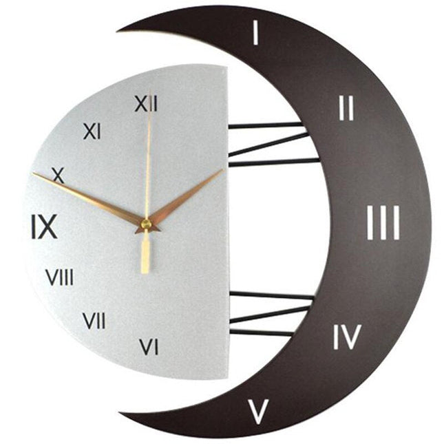 Reloj de pared madera forma luna
