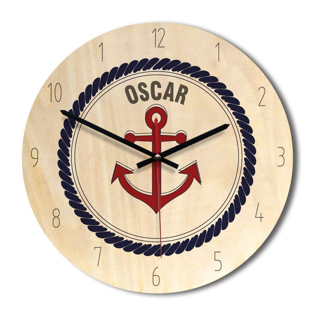 Reloj de pared infantil madera avión