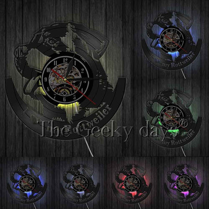 Reloj de vinilo perro raza Rottweiler