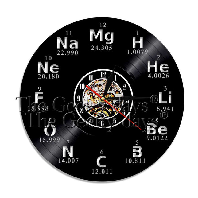 Reloj de vinilo tabla periódica química