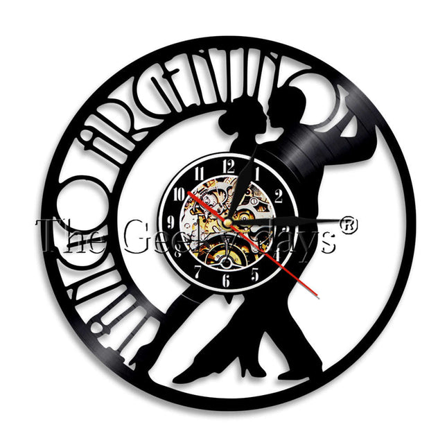 Reloj de vinilo pareja bailando tango