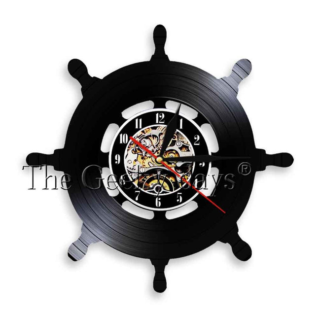 Reloj de vinilo con ancla marinera