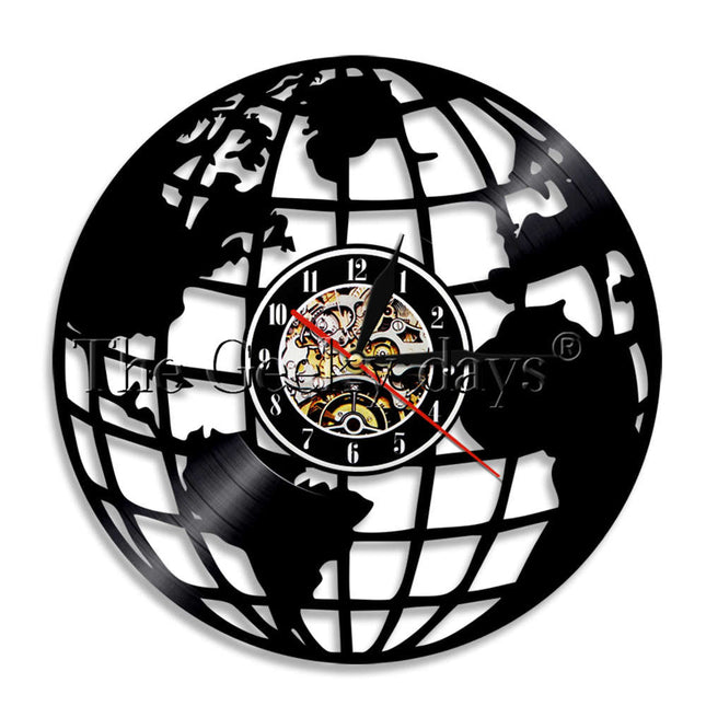 Reloj de vinilo diseño mapa del mundo