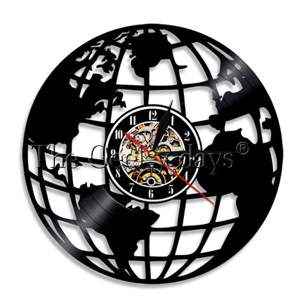 Reloj de vinilo diseño mapa del mundo