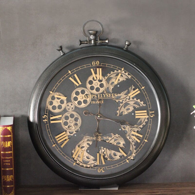 Reloj de pared cronómetro engranajes visibles