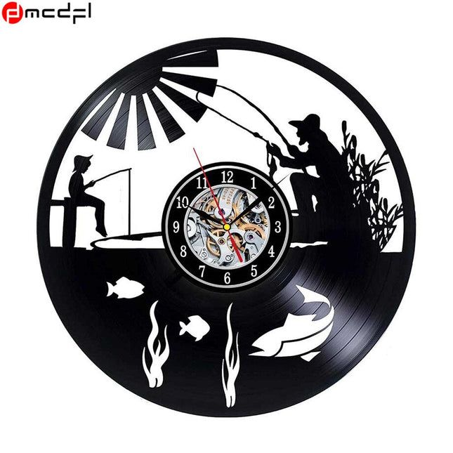 Reloj de vinilo para amantes pesca