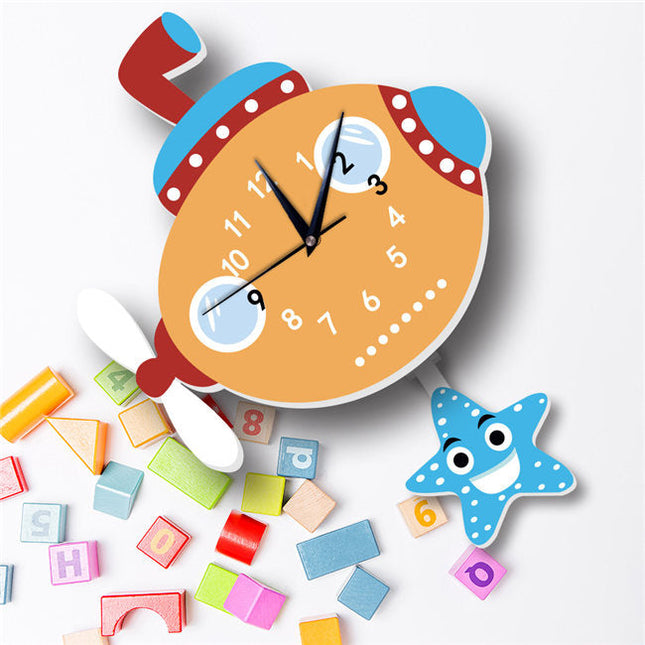Reloj de pared infantil con péndulo cohete