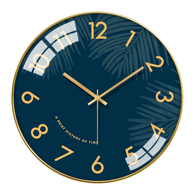 Reloj de pared de cristal piña dorada