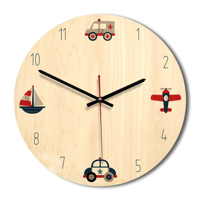 Reloj de pared infantil madera avión