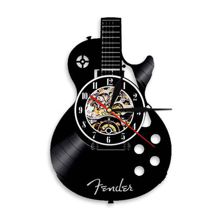Reloj de vinilo con forma guitarra