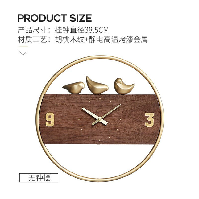 Reloj de pared nórdico con pájaros
