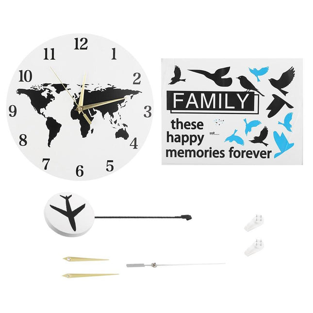 Reloj de pared mapamundi con péndulo