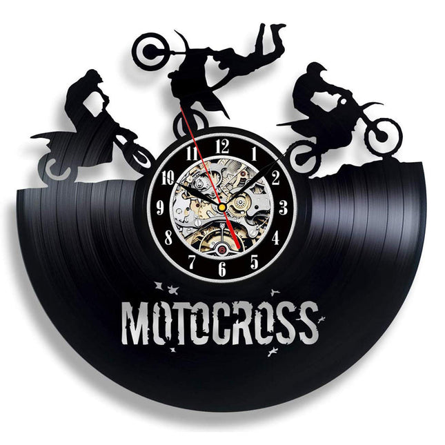 Reloj de pared disco vinilo motocross