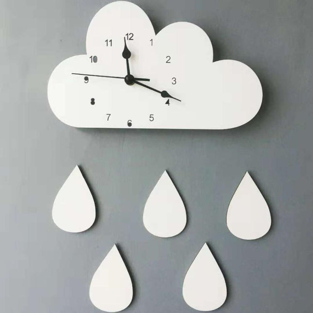Reloj de pared decorativo nube gotas