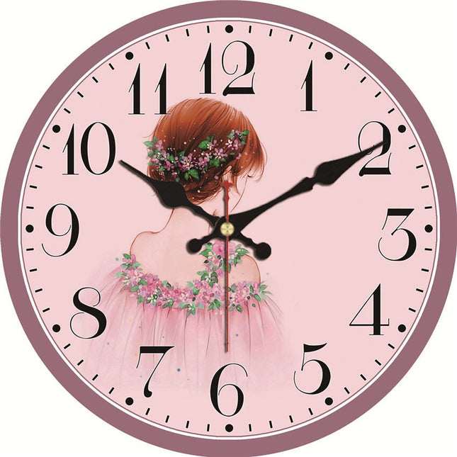 Reloj de pared redondo color rosa