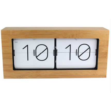 Reloj flip retro de madera