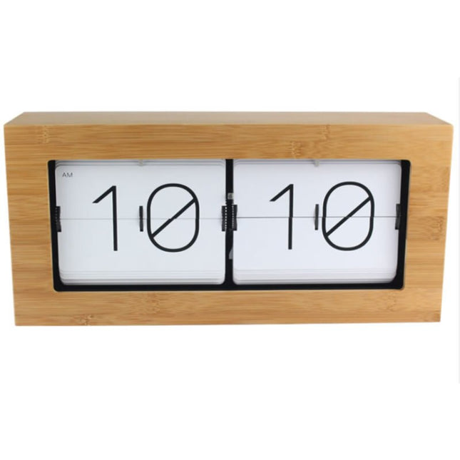 Reloj flip retro de madera