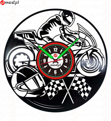Reloj de pared moto rojo y verde