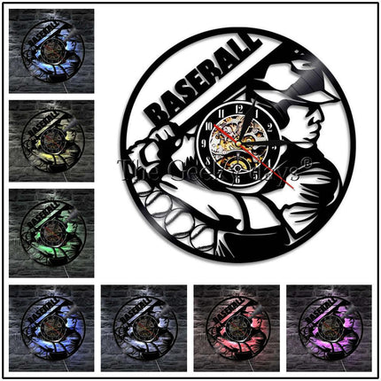 Reloj de pared de vinilo béisbol