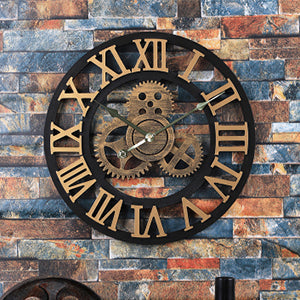Reloj de pared industrial clásico engranajes