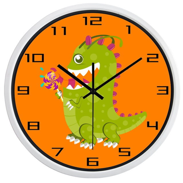 Reloj de pared infantil naranja dinosaurio