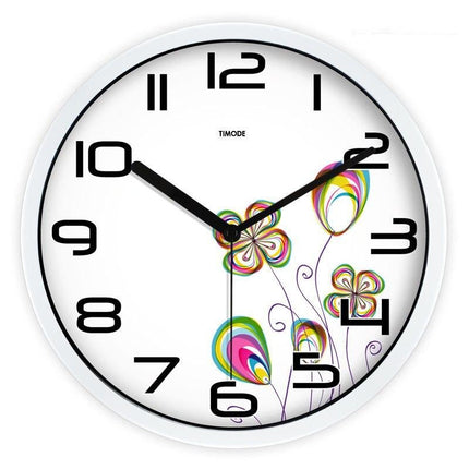 Reloj de pared redondo con flores