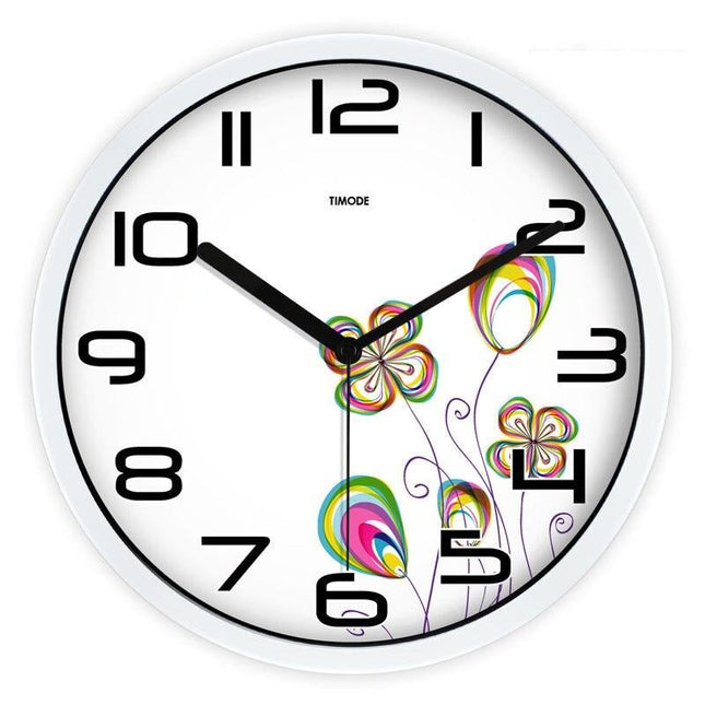 Reloj de pared redondo con flores