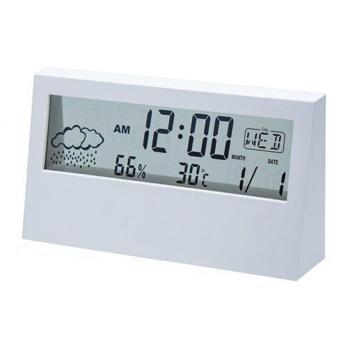 Despertador digital con pronóstico tiempo humedad