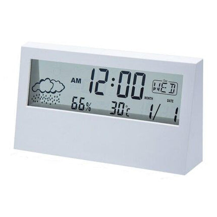 Despertador digital con pronóstico tiempo humedad