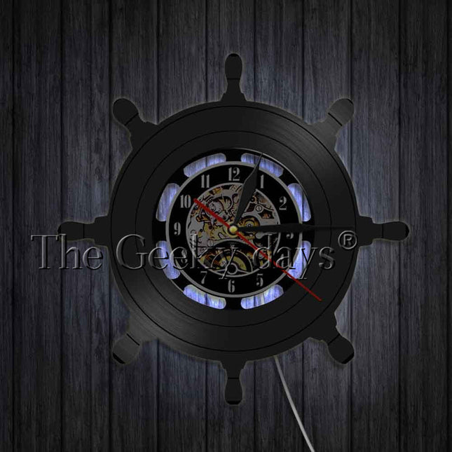 Reloj de vinilo con ancla marinera