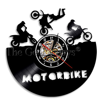 Reloj de pared disco de vinilo motocross