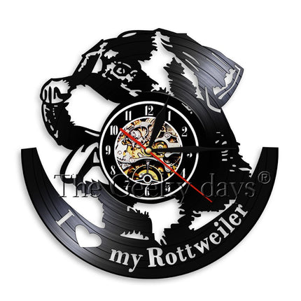 Reloj de vinilo perro raza Rottweiler