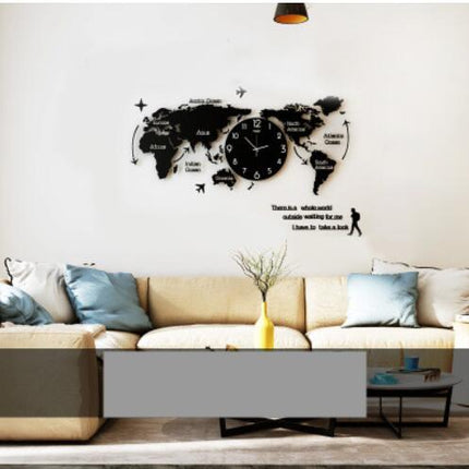 Reloj de pared mapamundi acrílico plateado