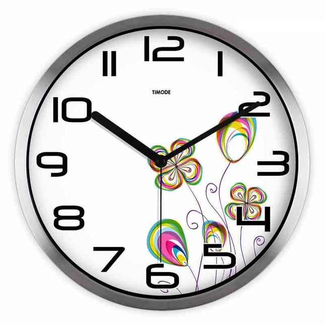 Reloj de pared redondo con flores