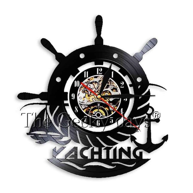 Reloj de vinilo con ancla marinera